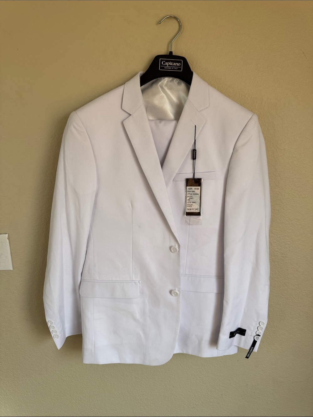 Men's White Two-Button Blazer, Vest, and pants